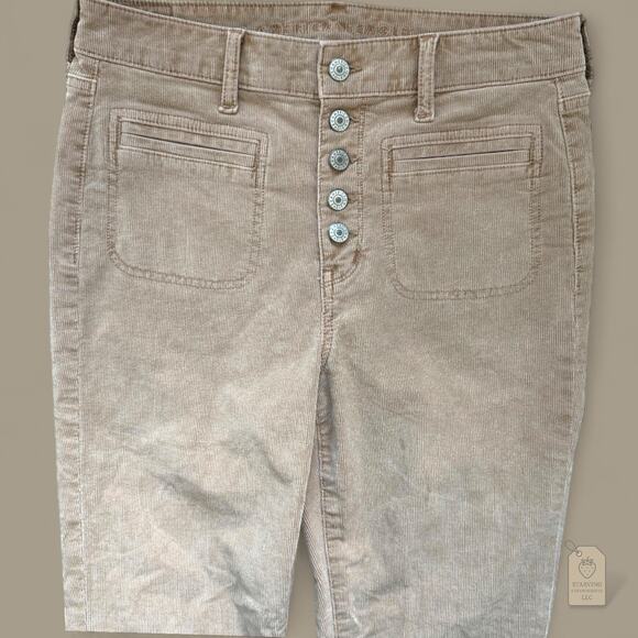 American Eagle High Rise Flare Corduroy Pants Women’s Size 8 Beige - Picture 2 of 7